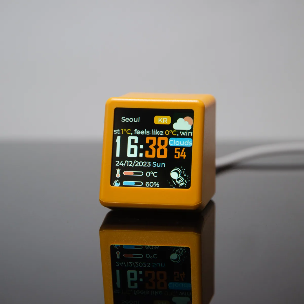 SmallTV PRO showing weather information