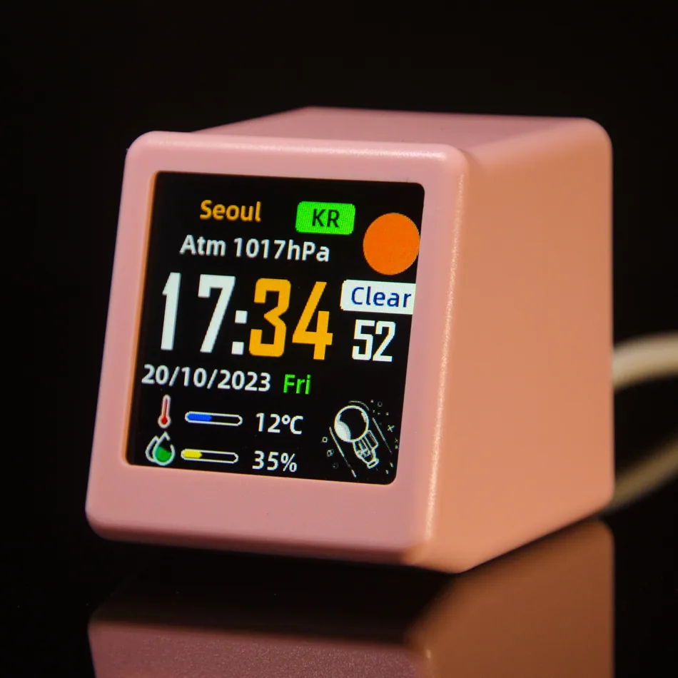 SmallTV Ultra displaying detailed weather information